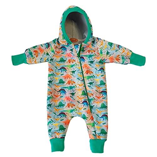 Lilakind“ Baby Kinder Softshell Overall mit Kapuze Dinosaurier Grün Gr. 116/122 - Made in Germany von Lilakind