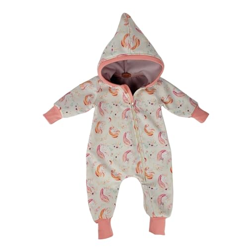 Lilakind“ Baby Kinder Softshell Overall mit Kapuze Mädchen Creme Einhörner Gr. 86/92 - Made in Germany von Lilakind