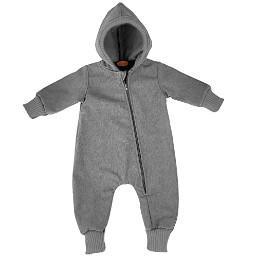 Lilakind“ Baby Kinder Softshell Regen Overall mit Kapuze Meliert einfarbig Uni grau Gr. 80/86 - Made in Germany von Lilakind