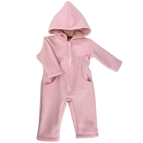 Lilakind Baby Kinder Wollwalk Overall mit Kapuze und Taschen |Kleinkind Walkoverall |Made in Germany Rosa Blumen Gr. 110/116 von Lilakind