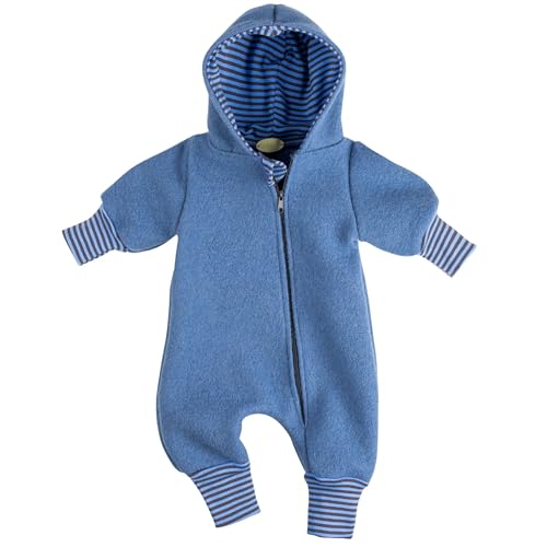 Lilakind“ Baby Wollwalk Overall Einteiler mit Kapuze Walkloden Walkoverall Blau Gr. 68/74 - Made in Germany von Lilakind