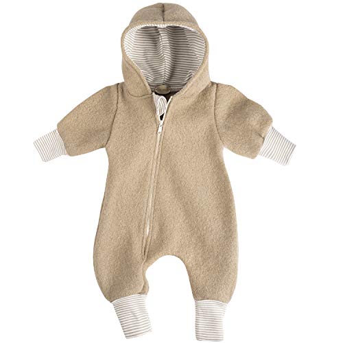 Lilakind“ Baby Wollwalk Overall Einteiler mit Kapuze Walkloden Walkoverall Caramel Gr. 56/62 - Made in Germany von Lilakind