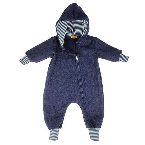 Lilakind“ Baby Wollwalk Overall Einteiler mit Kapuze Walkloden Walkoverall Dunkelblau Marine Navy Gr. 56/62 - Made in Germany von Lilakind