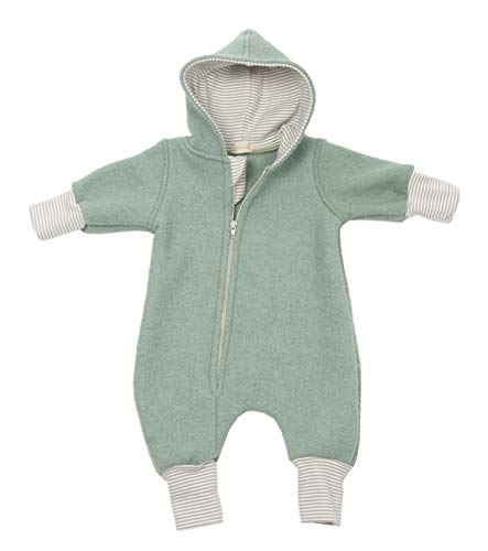 Lilakind“ Baby Wollwalk Overall Einteiler mit Kapuze Walkloden Walkoverall Mint Grün Gr. 80/86 - Made in Germany von Lilakind