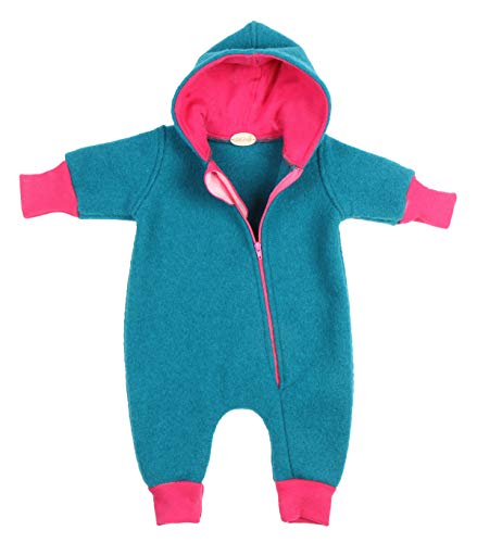 Lilakind“ Baby Wollwalk Overall Einteiler mit Kapuze Walkloden Walkoverall Petrol Pink Gr. 74/80 - Made in Germany von Lilakind