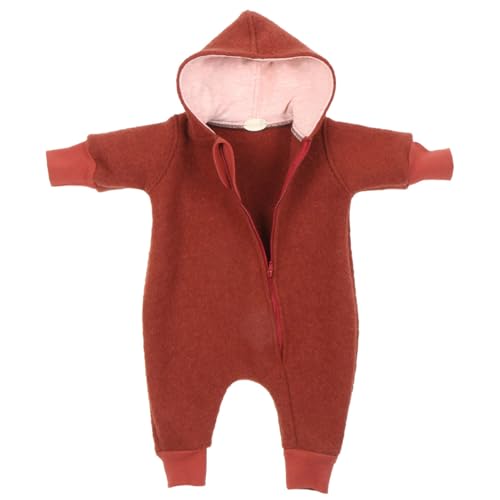 Lilakind“ Baby Wollwalk Overall Einteiler mit Kapuze Walkloden Walkoverall Rostrot Rosa Gr. 86/92 - Made in Germany von Lilakind