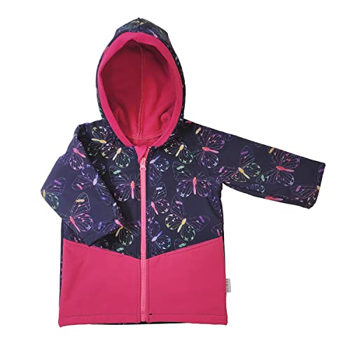 Lilakind“ Kinder Softshell Jacke Fuchsia Blaulila Schmetterlinge Gr. 122/128 - Made in Germany von Lilakind