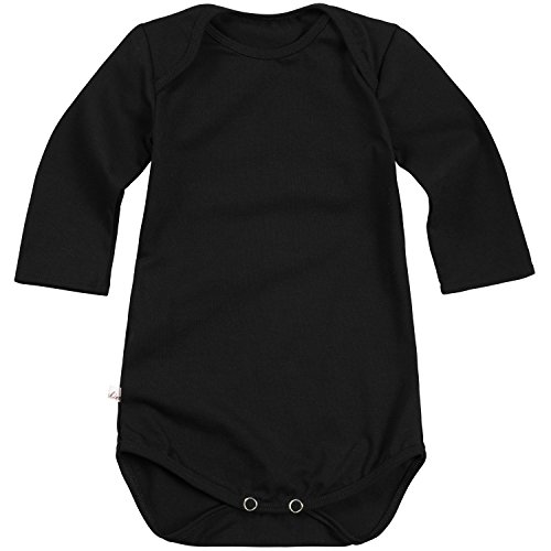 Lilakind“ Langarm Baby Body Baumwolle Jersey Uni Jungen Mädchen Schwarz Gr. 80/86- Made in Germany von Lilakind