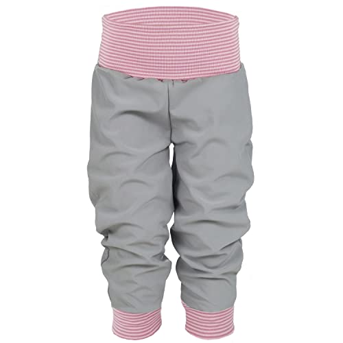 Lilakind Softshell Hose Babyhose Kinderhose Herbst Winter Gefüttert Regenhose Einfarbig Grau Gestreift Rosa Weiß Gr. 110/116 - Made in Germany von Lilakind