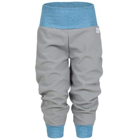 Lilakind Softshell Hose Babyhose Kinderhose Herbst Winter Gefüttert Regenhose Grau Blau Gr. 50/56-134/140 - Made in Germany (116/122) von Lilakind