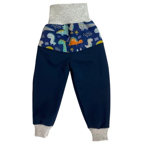 Lilakind Softshell Hose Kinder – Dino-Design – Pumphose - Handgefertigte Outdoor-Hose mit Taschen – Wind- & wasserabweisend – Größe 104-110 – Handmade von Lilakind
