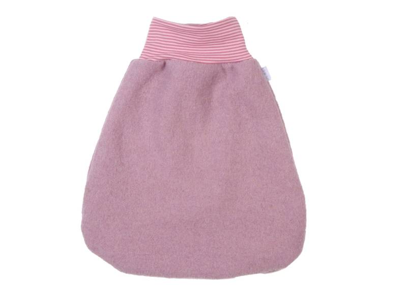 Lilakind Walkloden Strampelsack Dusty Pink Mit Streifen Bündchen von Lilakind