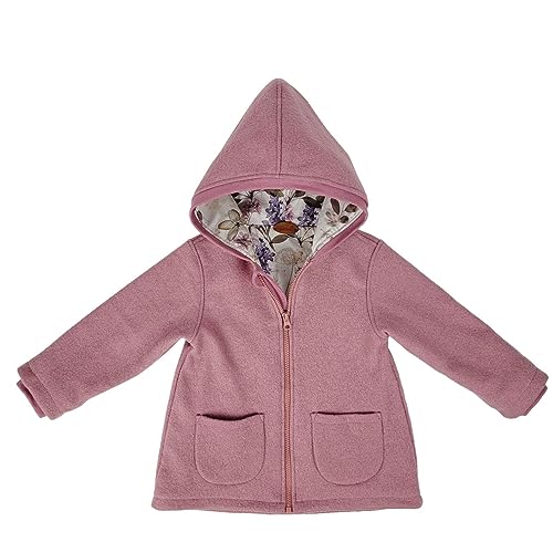 Lilakind“ Wollwalk Kinder-Mantel mit Taschen Walk Kapuzen Jacke Altrosa Gr. 104/110 - Made in Germany von Lilakind