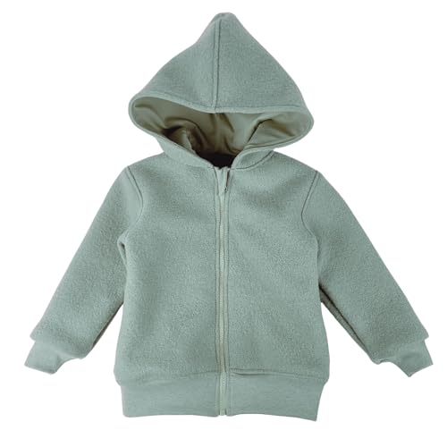 Lilakind“ Wollwalk Kinderjacke Walk Kapuzen Jacke gefüttert mit Jersey Altgrün Mint Gr. 116/122 - Made in Germany von Lilakind