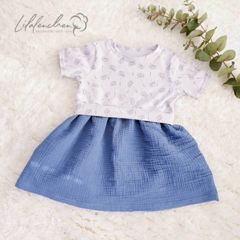 Girlysweater Kleid Mädchen Blau Musselin von Lilalenchen0110