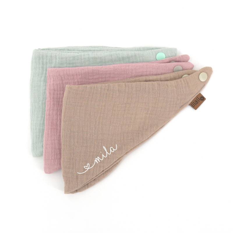 Halstuch Musselin Personalisiert I Viele Farben Schriftauswahl Mit Name Lätzchen Schal von LilaliDE