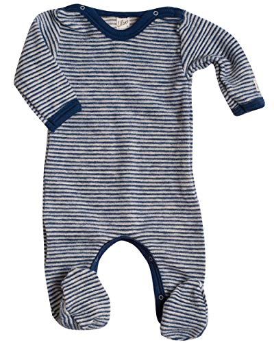 Lilano, Fleece Flausch Overall mit Fuß, 100% Wolle (kbT) (50, Blau/Natur) von Lilano Natur