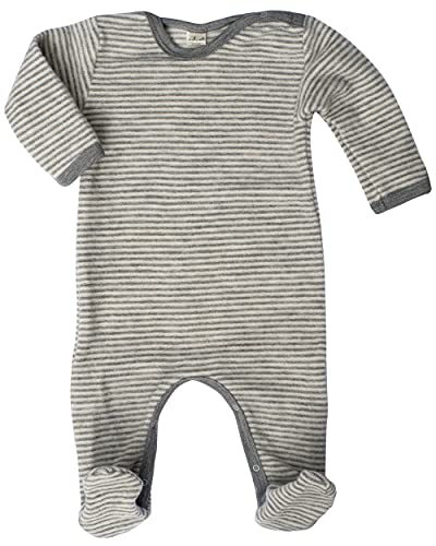 Lilano, Fleece Flausch Overall mit Fuß, 100% Wolle (kbT) (62, Grau/Natur) von Lilano Natur