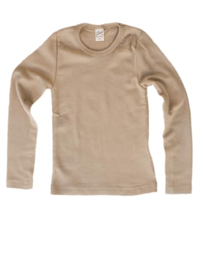 Lilano, Kinder Unterhemd Langarm Uni, 70% Wolle (kbT), 30% Seide, 210 gr./m² (Sand, 104 von Lilano