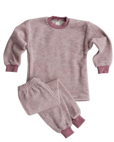 Lilano, Merino Kinder Flausch Schlafanzug 2-teilig, 100% Wolle (kbT) (Mauve Natur, 104) von Lilano