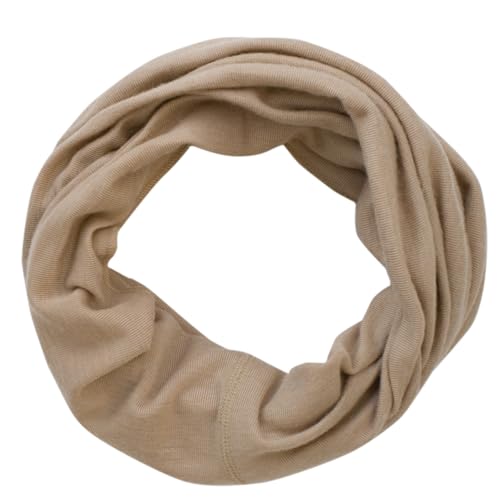 Lilano Bio Wolle-Seide Schlauchschal, 70% Wolle 30% Seide, Unisex Loop-Schal für Sport und Freizeit (Sand, 49 x 27 cm) von Lilano