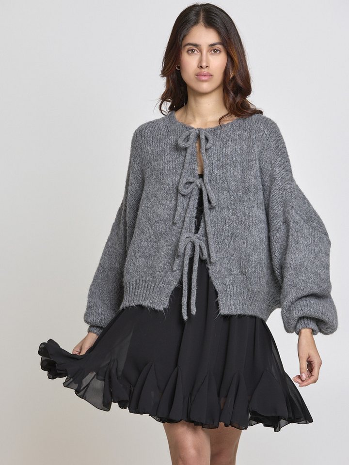 Lilavie Cardigan Miaa One Size kuscheliger Grobstrick mit Bindebändern von Lilavie