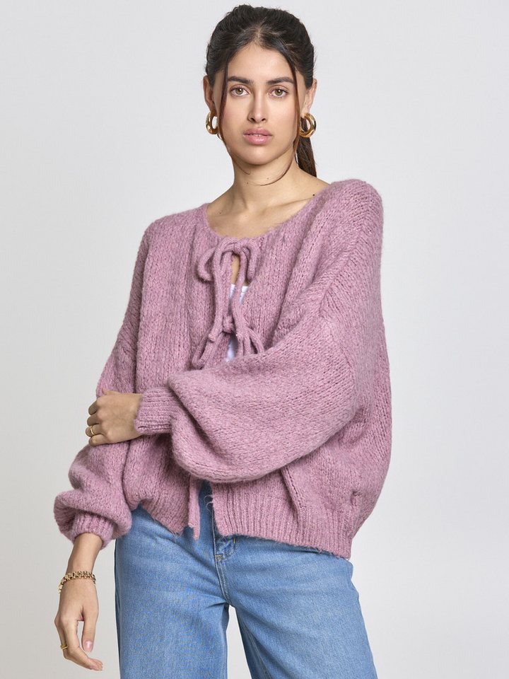 Lilavie Cardigan Miaa One Size kuscheliger Grobstrick mit Bindebändern von Lilavie