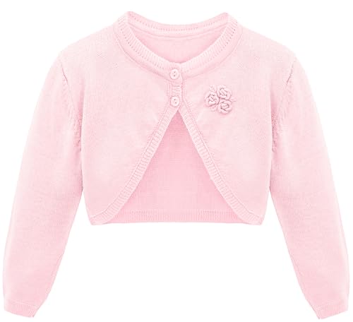 Lilax Baby Mädchen Langarm Cardigan Shrug Knopfverschluss Bolero, rose, 6 Monate von Lilax