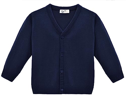 Lilax Jungen Strickjacke mit V-Ausschnitt, Kleinkind & Jugendliche, Knopfverschluss, Strickjacke, navy, 3 Jahre von Lilax