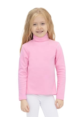Lilax Mädchen Basic Langarm Rollkragen Baumwolle T-Shirt, Pink, 4 Jahre von Lilax