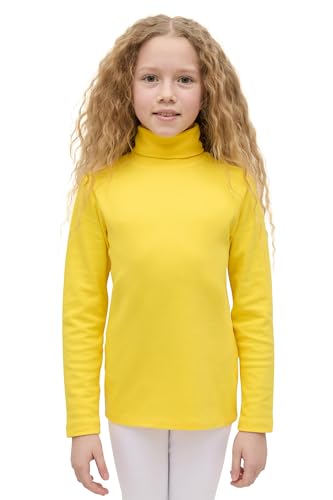 Lilax Mädchen Basic Langarm Rollkragen Baumwolle T-Shirt, gelb, 8 von Lilax