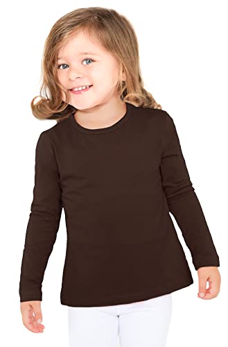 Lilax Mädchen Basic Langarm Rundhals Baumwolle T-Shirt, Braun, 12 von Lilax
