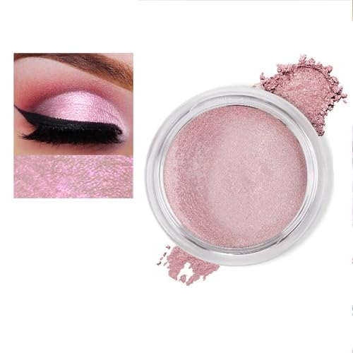 Lilbitty 1 Stück Einzelner Lidschatten mit Perlen-Finish, Rosa Highlighter für strahlende Augen, Feine und wasserfeste Textur, Langlebiges metallisches Augen-Makeup, Vegan von Lilbitty