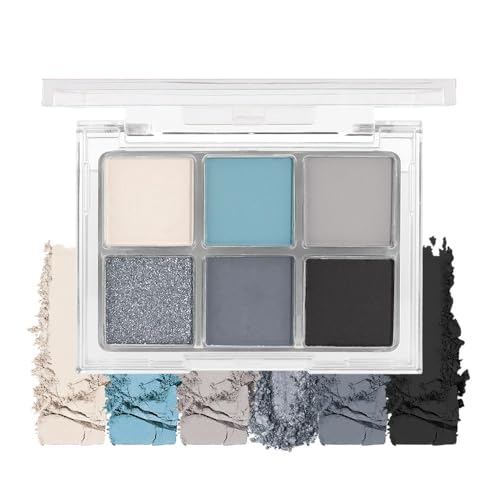 Lilbitty 1er Set 6 Farben Glitzer Lidschatten Palette, Wasserfest Pigmentierte Augen Make-up Palette in schwarz blau Silber Schimmer, Langanhaltender Lidschatten für Frauen und Mädchen von Lilbitty