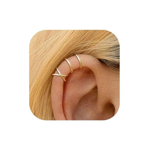 Lilbitty 2-teiliges Ohrklemme-Set in Gold, Ohrmanschette ohne Piercing mit zwei weichen Kupfer-Ohrklemmen, hypoallergen und leicht, inklusive Aufbewahrungsbox von Lilbitty