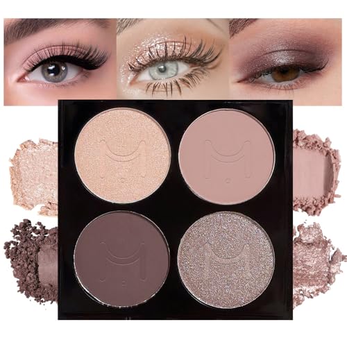 Lilbitty 4 Farben Lidschatten Palette, Korean Make Up Eyeshadow Mit Matte, Metallic Und Schimmer Effekte, Mit Integriertem Spiegel Und Langanhaltender Formel von Lilbitty