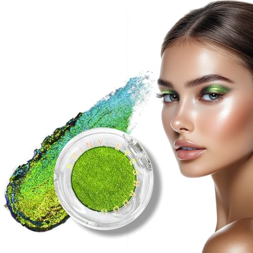 Lilbitty Chamäleon-Schimmernder Lidschatten, Hochpigmentierter Multichrom-Effekt, Farbwechselnder Waldgrüner Glitzer, Duo-Chrom Eyeshadow für Magisches Augen-Makeup, Grüne Nuancen von Lilbitty