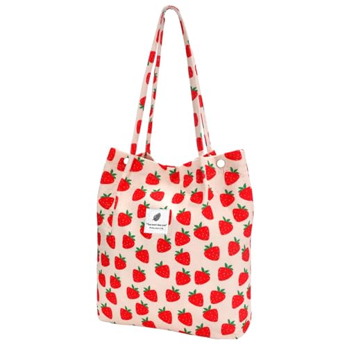 Lilbitty Kord-Tote-Bag für Damen, Canvas-Schultertasche mit Innentasche, perfekt für den Clean-Girl-Look. Ideal für ästhetische It-Girl-Essentials, von Lilbitty
