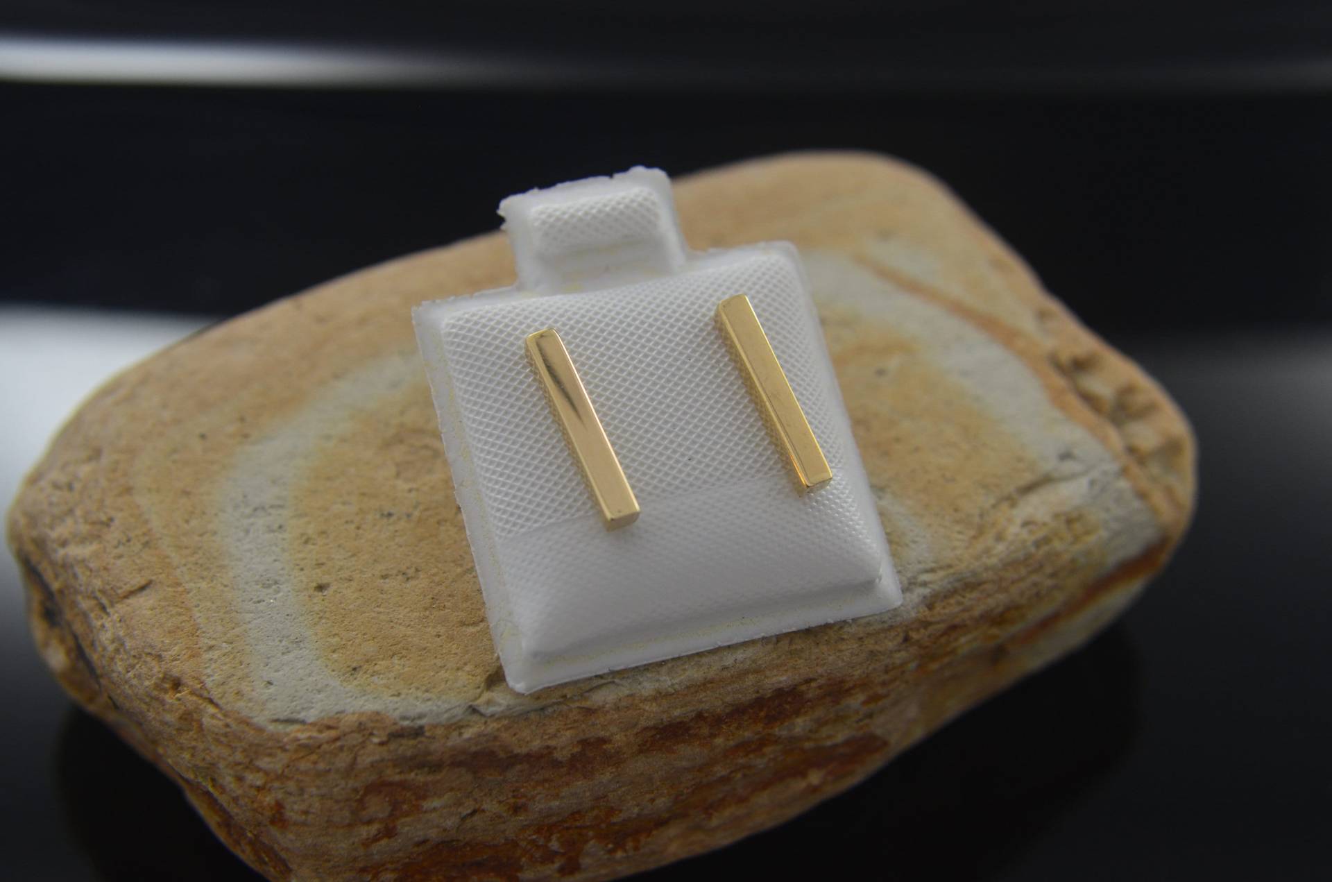 Echtes 14K Gelbgold Kleine Bar Ohrringe Einfache Elegante Minimalist Schmuck Aretes Oro Real Barra Echtes 14K Gelbgold Kleine Bar Ohrringe Einfache Elegante Minimalist Schmuck Aretes Oro Real Barra von LildreamStore