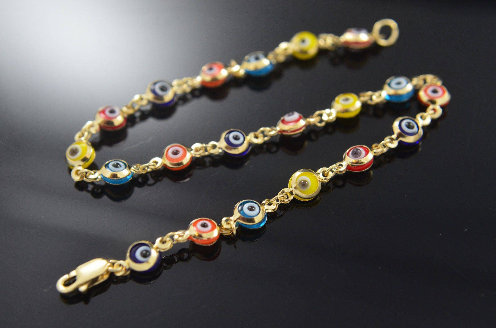 Echtes 14K Gold Mehrere Farbe Evil Eye Schutz Armband Charm 7 "Mal De Ojo Brazalete Oro Spiritualität Echtes 14K Gold Mehrere Farbe Evil Eye Schutz Armband Charm 7 "Mal De Ojo Brazalete Oro Spiritualität von LildreamStore