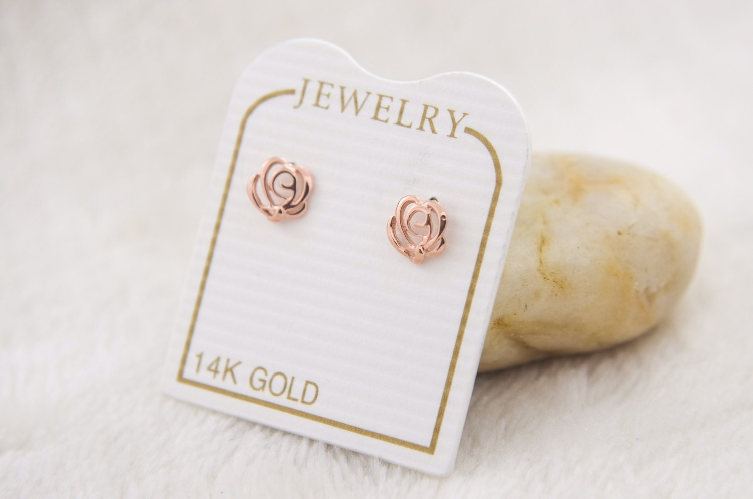 Rosa Rose Blume 14K Gold Ohrringe Rosa Rose Blume 14K Gold Ohrringe von LildreamStore