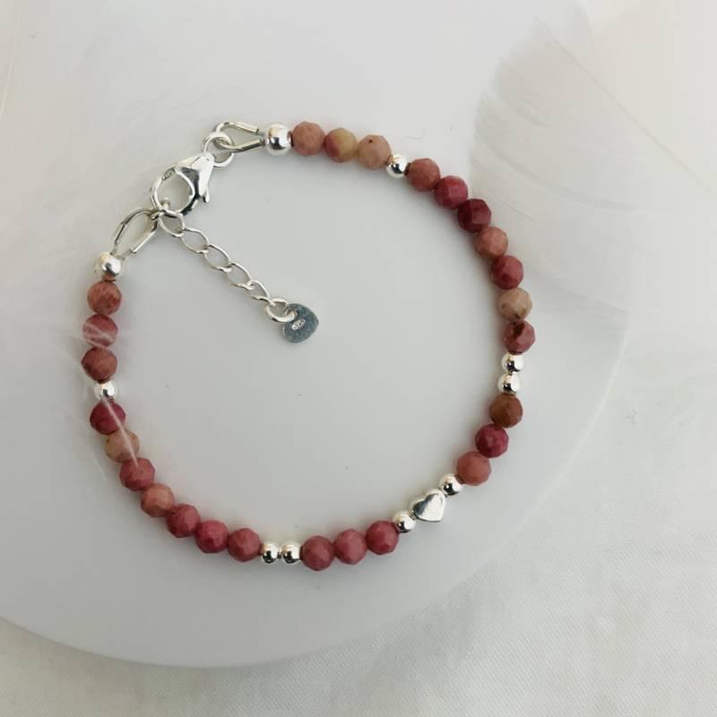 Liebe & Zuversicht - Kinder Edelstein Armband Rhodonit Echt Silber 925 -Besonderes Geschenk Für Kindergeburtstag Und Einschulung Liebe & Zuversicht - Kinder Edelstein Armband Rhodonit Echt Silber 925 -Besonderes Geschenk Für Kindergeburtstag Und Einschulung von LilemiJewels