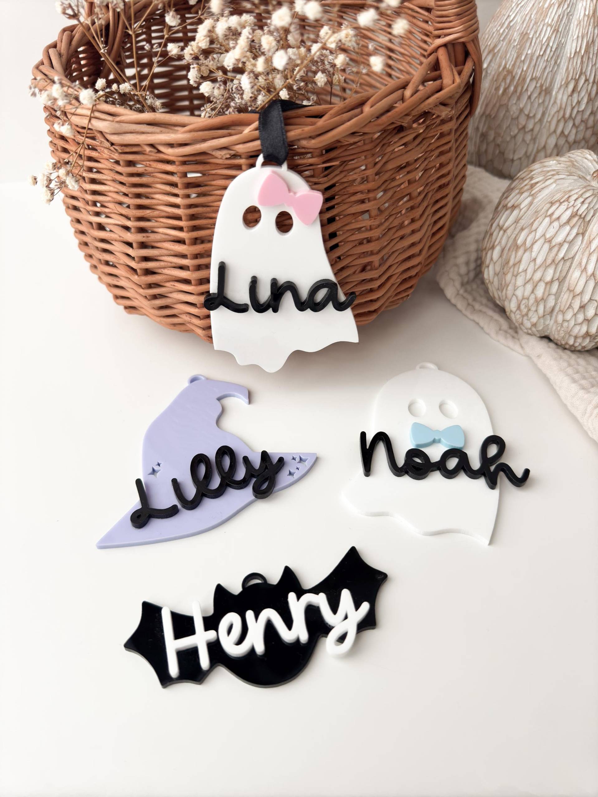 Personalisierter Halloweenanhänger | Geist Fledermaus Hexenhut Halloween Halloweenkörbchen Personalisierter Halloweenanhänger | Geist Fledermaus Hexenhut Halloween Halloweenkörbchen von LileoShop
