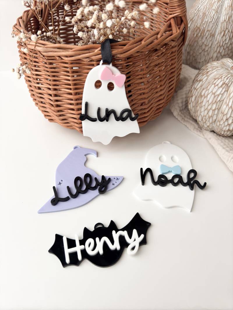 Personalisierter Halloweenanhänger | Geist Fledermaus Hexenhut Halloween Halloweenkörbchen Personalisierter Halloweenanhänger | Geist Fledermaus Hexenhut Halloween Halloweenkörbchen von LileoShop