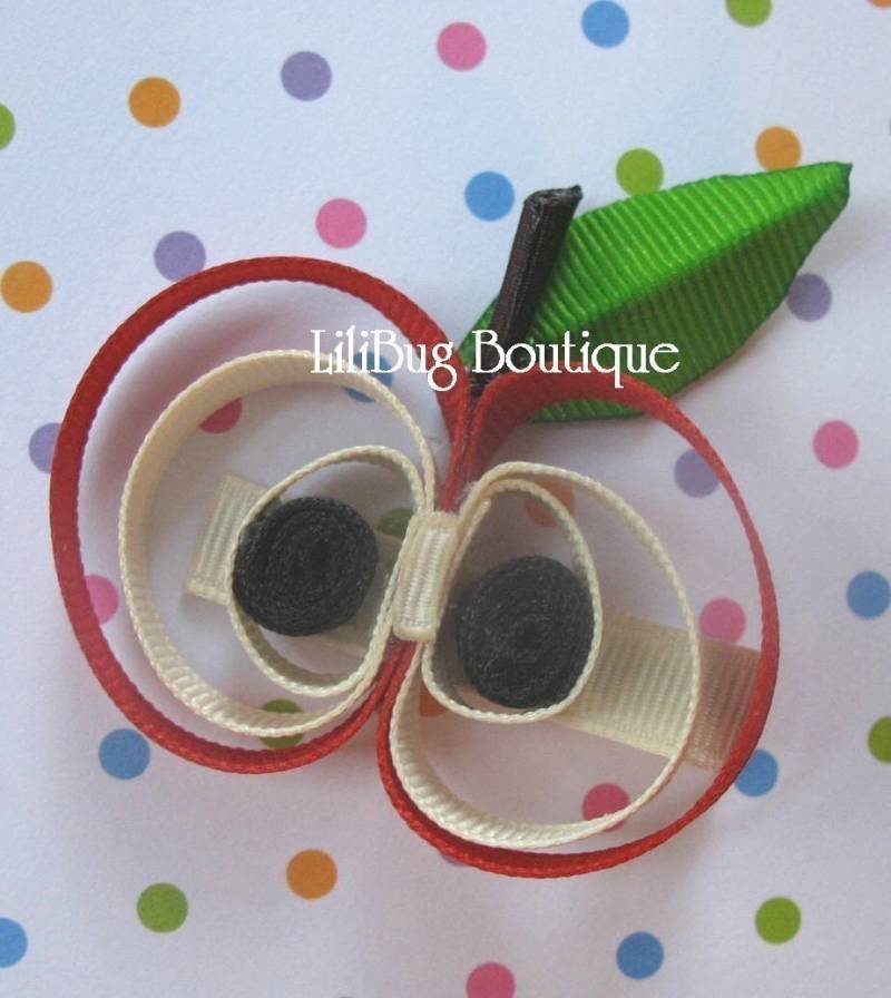 Lilibug-Back To School Red Apple Haarspange von LiliBugBoutique