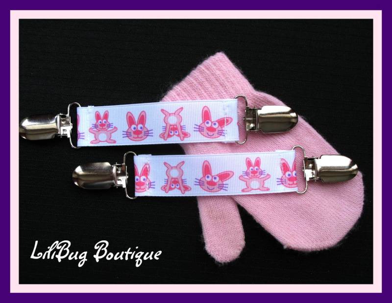 Lilibug Bunny Hop Fäustling-Clip-Set - Legt Handschuhe Zu Beschichten von LiliBugBoutique