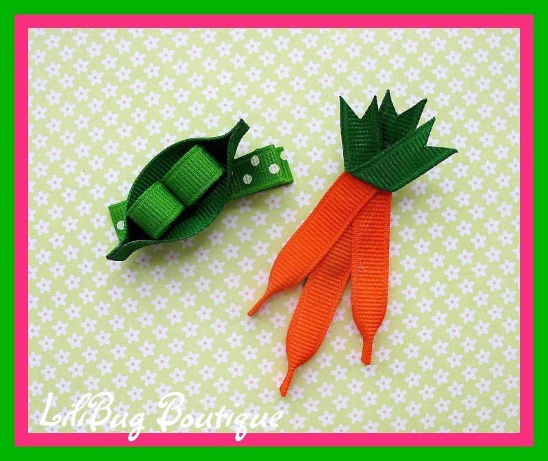 Lilibug Erbsen Und Möhren Haar Clip Set - Groß Für Ostern Frühling von LiliBugBoutique