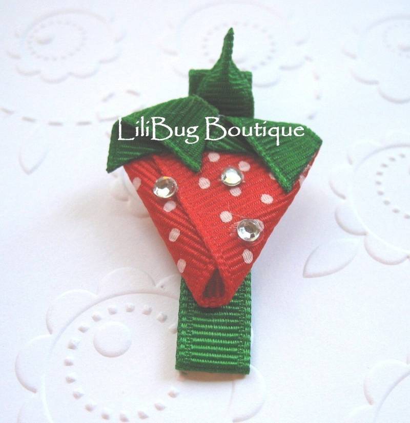 Lilibug Erdbeer-Felder Mit Bling Haar Clippie von LiliBugBoutique
