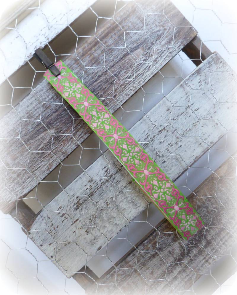 Lilibug Grün Rosa Jacquard Yoga Anti Rutsch Verstellbaren Kopfband von LiliBugBoutique