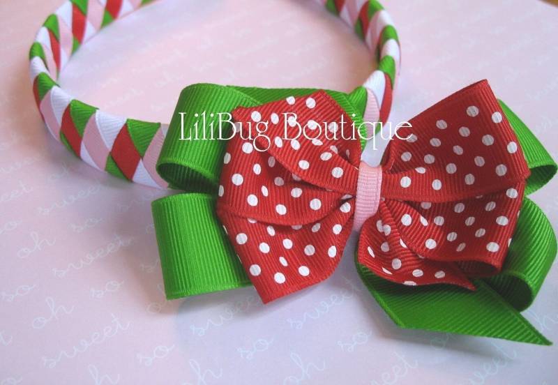 Lilibug M2Mg Wassermelone Picknick Gewebte Stirnband Und Hairbow Set von LiliBugBoutique